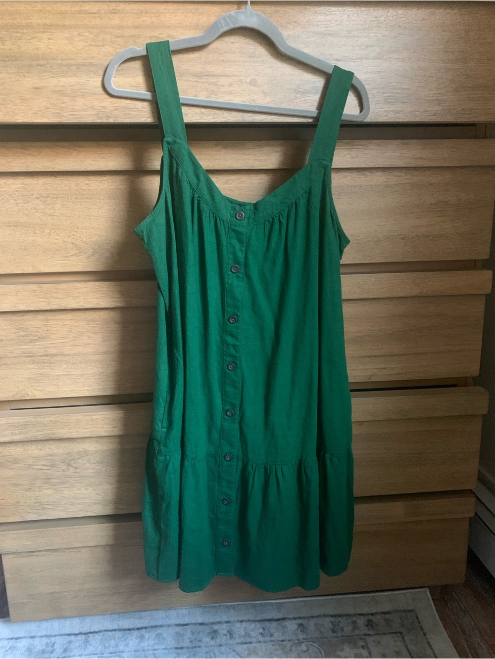 J. Crew Green Button-Front Sundress
